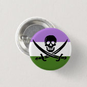 Genderqueer Pirate Pride Flag Button (Voorkant /achterkant)