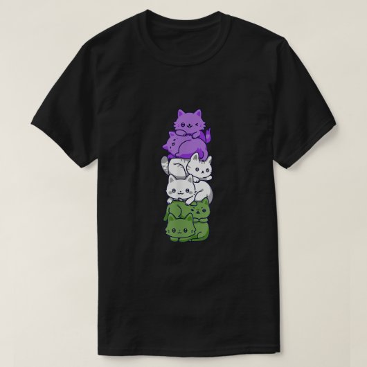 Genderqueer Pride Cat LGBT Gender Queer Flag Cute T-shirt (Design voorkant)