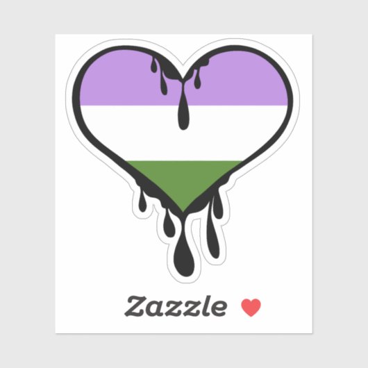 Genderqueer Pride Dripping Heart Sticker (Vel)