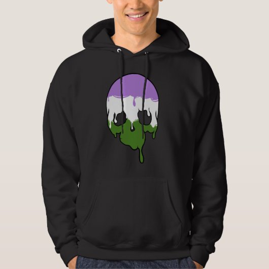 Genderqueer Pride Dripping Skull Hoodie (Voorkant)
