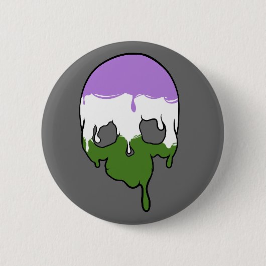 Genderqueer Pride Dripping Skull Ronde Button 5,7 Cm (Voorkant)