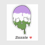 Genderqueer Pride Dripping Skull Sticker (Vel)