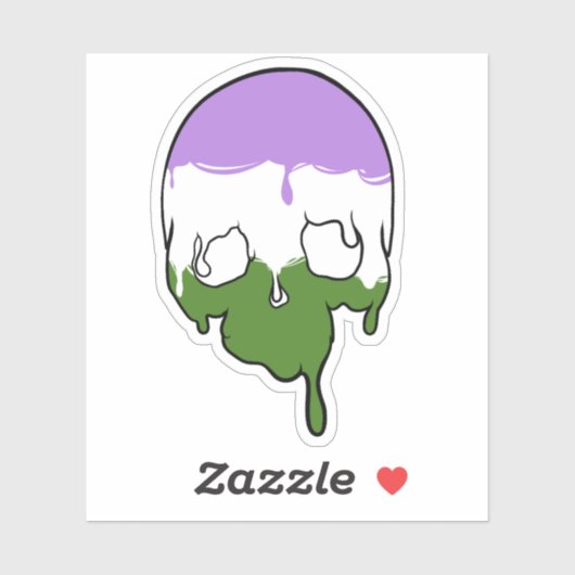 Genderqueer Pride Dripping Skull Sticker (Vel)