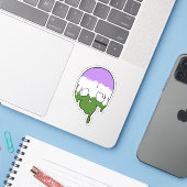 Genderqueer Pride Dripping Skull Sticker (Laptop met iPhone)