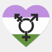 Genderqueer Pride Flag Hart Sticker (Voorkant)