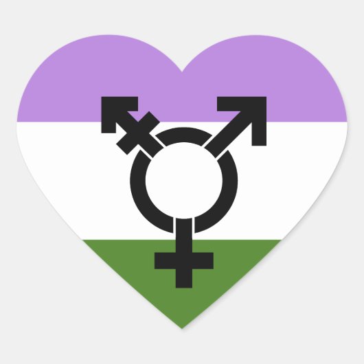 Genderqueer Pride Flag Hart Sticker (Voorkant)