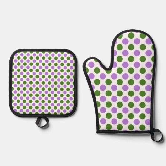 Genderqueer Pride Flag Kleuren Polkadots Ovenwant & Pannenlap Set (Voorkant)