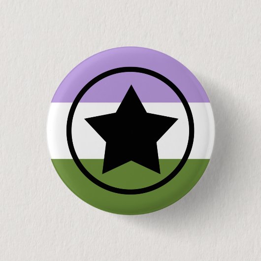 Genderqueer Pride Flag met ster in een Cirkel Ronde Button 3,2 Cm (Voorkant)