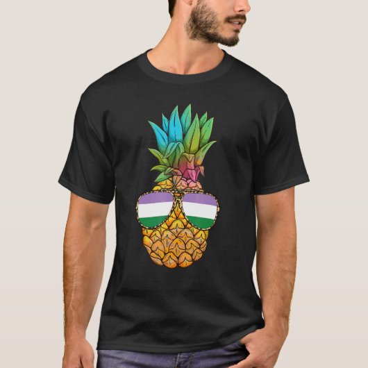 Genderqueer Pride Flag Pineapple Genderqueer T-shirt (Voorkant)