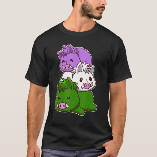 Genderqueer Pride Flag Wild Boars T-shirt (Voorkant)