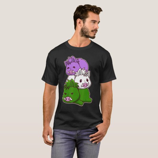 Genderqueer Pride Flag Wild Boars T-shirt (Voorkant volledig)
