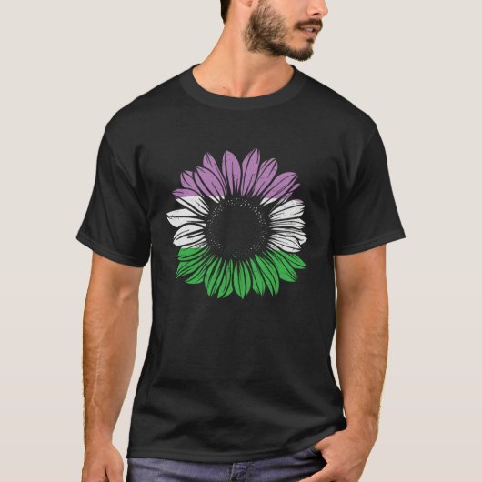 Genderqueer Pride Flower T-shirt (Voorkant)