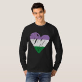 Genderqueer Pride Heart Flag 1 T-shirt (Voorkant volledig)