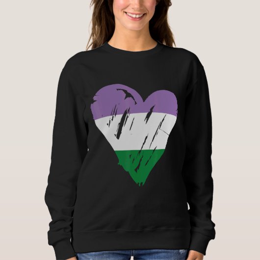 Genderqueer Pride Heart Flag 1 Trui (Voorkant)