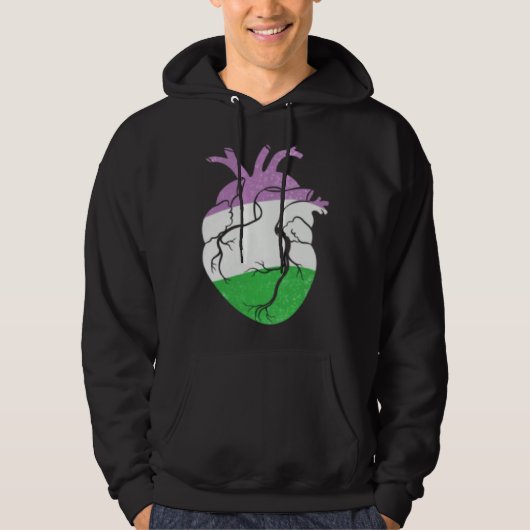 Genderqueer Pride Heart Flag Hoodie (Voorkant)
