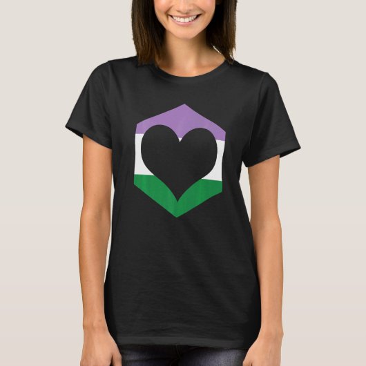 Genderqueer Pride Heart Flag T-shirt (Voorkant)