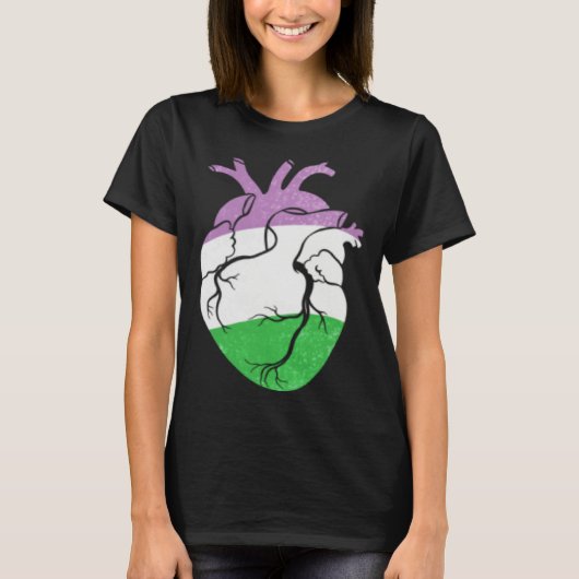 Genderqueer Pride Heart Flag T-shirt (Voorkant)