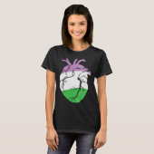 Genderqueer Pride Heart Flag T-shirt (Voorkant volledig)