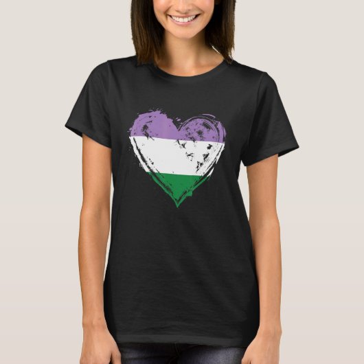 Genderqueer Pride Heart Flag T-shirt (Voorkant)