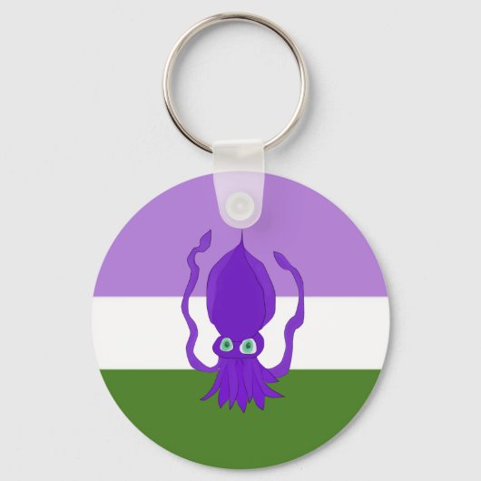 Genderqueer Pride Inktvis Sleutelhanger (Voorkant)