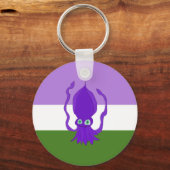 Genderqueer Pride Inktvis Sleutelhanger (Voorkant)