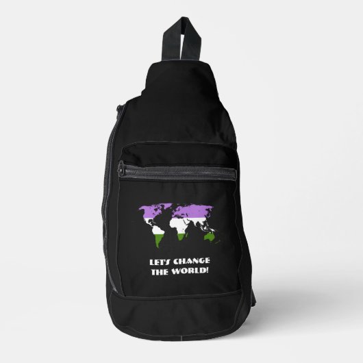 Genderqueer Pride Kaart van de Wereld Sling Bag (Voorkant)
