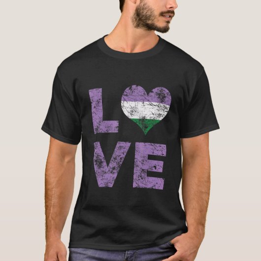 Genderqueer Pride Love Heart  Flag T-shirt (Voorkant)