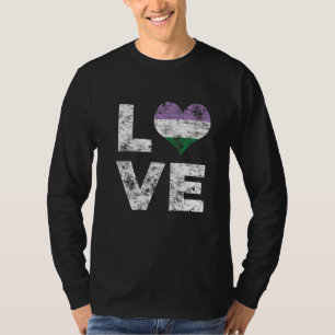 Genderqueer Pride Love Retro Heart Flag T-shirt