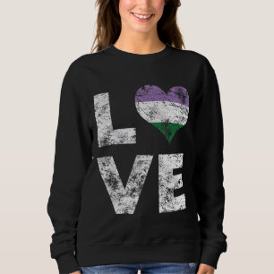 Genderqueer Pride Love Retro Heart Flag Trui