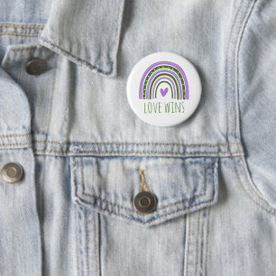 Genderqueer Pride Love Wins LGBT Regenboog Knop Ronde Button 5,7 Cm