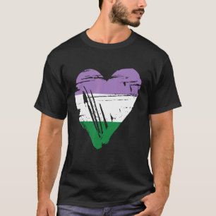 Genderqueer Pride Retro Hart Vlag T-shirt