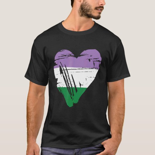 Genderqueer Pride Retro Hart Vlag T-shirt (Voorkant)