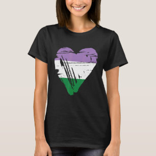 Genderqueer Pride Retro Hart Vlag T-shirt