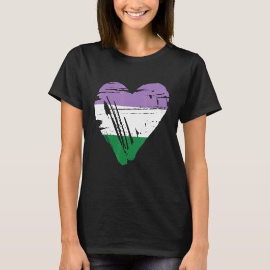 Genderqueer Pride Retro Hart Vlag T-shirt (Voorkant)