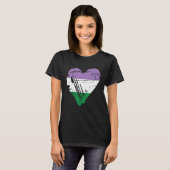 Genderqueer Pride Retro Hart Vlag T-shirt (Voorkant volledig)