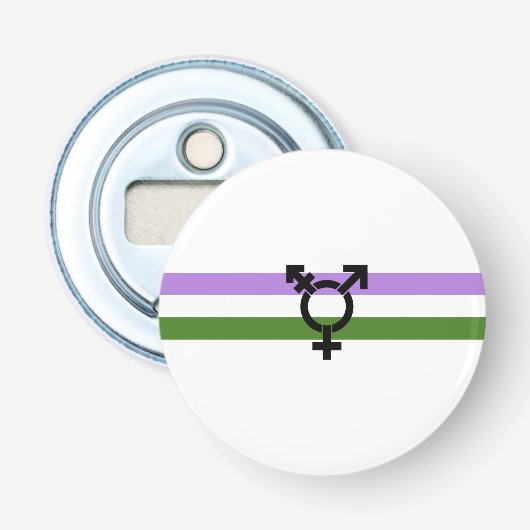 Genderqueer Pride Vlag Button Flesopener (Voorkant)