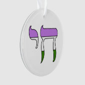 Genderqueer Pride-vlag Chai Ornament (voorkant)