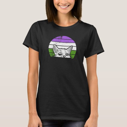 Genderqueer Pride-vlag Kat Met Genderqueer Vlag T-shirt (Voorkant)