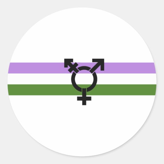 Genderqueer Pride Vlag Ronde Sticker (Voorkant)