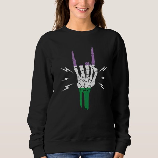 Genderqueer Pride Vlag Skelet Hand Genderqueer Trui (Voorkant)