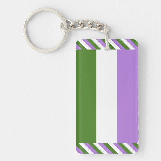 Genderqueer Pride Vlag Sleutelhanger (Voorkant)