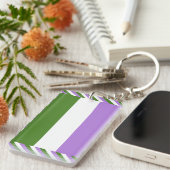 Genderqueer Pride Vlag Sleutelhanger (Voorkant Rechts)