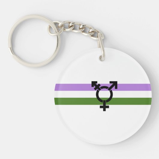 Genderqueer Pride Vlag Sleutelhanger (Voorkant)