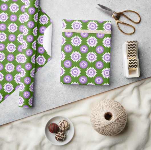 Genderqueer-pridekleuren / groene bloem cadeaupapier (Crafts)