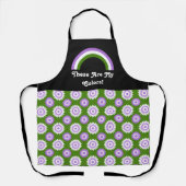 Genderqueer-pridevlag en regenboog met tekst schort (Voorkant)