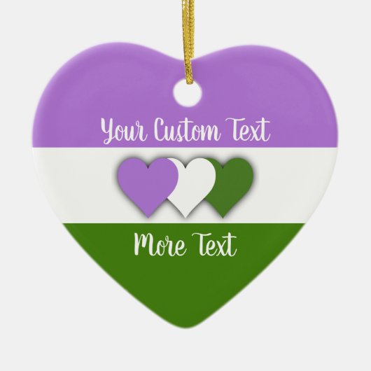 Genderqueer-pridevlag met versiering van tekstkera keramisch ornament (Voorkant)