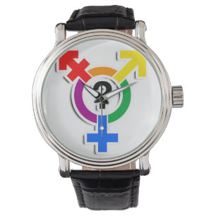 GENDERQUEER SYMBOOL REGENBOOG 3D -.png Horloge