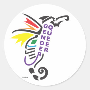 Genderqueer-symboolsticker (klein 1/2 inch) ronde sticker