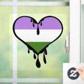 Genderqueer trots druppelend hart raamsticker (Huis)