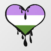 Genderqueer trots druppelend hart raamsticker (Vel)